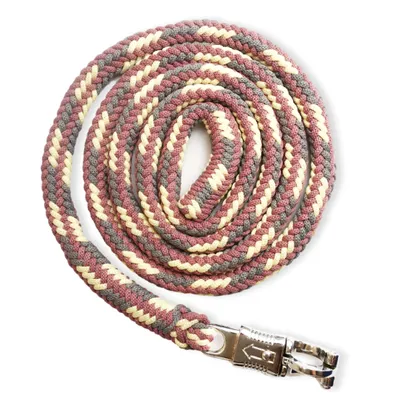 Immagine prodotto di Lenza da passeggio per cavalli con gancio di sicurezza resistente, lunghezza 2 m, grigio-rosso pastello-crema
