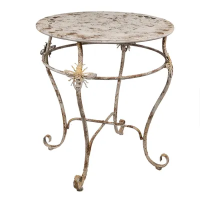 Produktbild von Clayre & Eef Bistrotisch Ø 69x76 cm Weiß Braun Metall