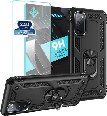 Produktbild von Armor Outdoor Handyhülle für Samsung Galaxy S20 FE Handy Panzer Case Schutzhülle mit 9H Displayglas Displayschutz Farbe: Schwarz