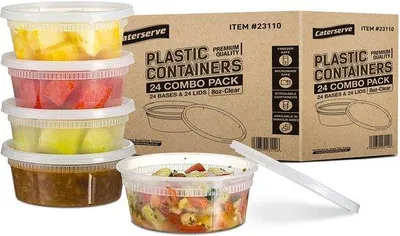 Produktbild von 24 kleine Plastik-Backofenbehälter mit Deckeln – Set für Lebensmittelbehälter – Langlebige Kochgefäße – Wiederverwendbar und Geschirrspülerfest – Mikrowellen- und Gefrierschrankfest