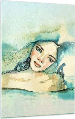 Produktbild von Bilder auf glas - Einteilig - Aquarell Frau Emotionen - 50x70cm - Glasbilder - Wandbilder - Bilder - zum Aufhängen bereit - Wanddekoration aus Glas - Glas Bilder - Wandbild auf Glas - GPA50x70-4858
