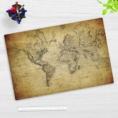 Produktbild von Famanu Schreibtischunterlage Weltkarte Vintage - 60 x 40 cm - Antirutsch - Germany