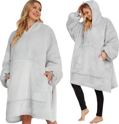 Produktbild von Kocoblouse TV Decke Hoodie Lang Damen Herren Weich Uni Bademantel