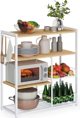 Produktbild von VASAGLE Küchenregal, Standregal mit 2 Metallkörben, 35 x 80 x 95 cm