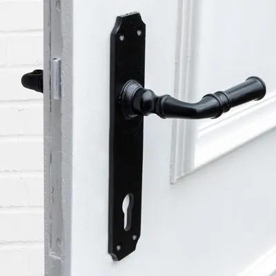 Produktbild von Drückergarnitur für Haustüren, edles Design | PZ92 | Eisen schwarz