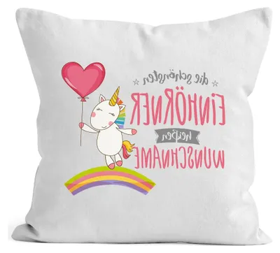 Produktbild von Personalisierbares Einhorn Kissen mit Wunschname in Weiß Unisize