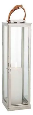 Produktbild von Casa Padrino Designer Deco Laterne Nickel Finish 19 x 19 x H. 70 cm - Luxus Qualität