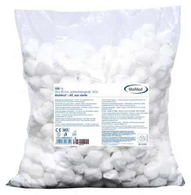 Produktbild von MaiMed Mulltupfer unsteril 500 Stück Pflaumengroß - 20x20cm