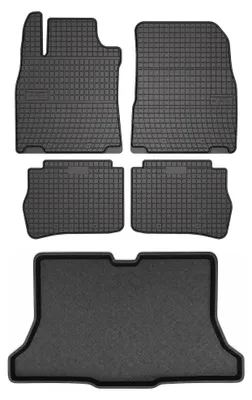 Productafbeelding van Rubberen automatten + kofferbakmat voor Nissan Tiida C11 2007-2012 (hatchback) – 5-delig, zwart, op maat – Wielganizator SolidPRO