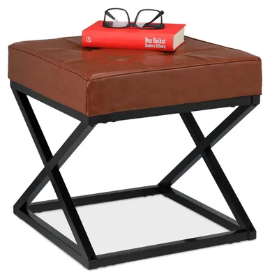 Hocker aus Kunstleder und Metall, 41x41x41 cm, schwarz/braun