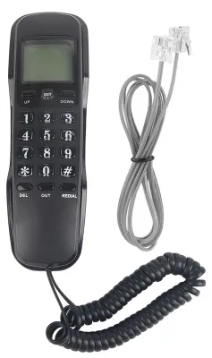 Obrázek produktu pro Mini nástěnný telefon, domácí kancelář, hotel, identifikace příchozích hovorů, LCD displej, pevná linka, černá barva