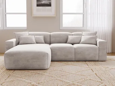 Produktbild von GrainGold Ecksofa L-Form Leni Links - Moderne Ecksofa, Wohnzimmer Sofa - Eckcouch Hellgrau (Havana 749)