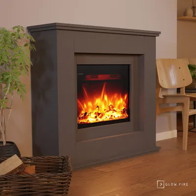 Produktbild von Glow Fire Elektrokamin 'Europa' | LED Standkamin in grau mit Heizung (1500 W) | HxBxT: 101x111x33cm