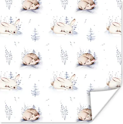 Produktbild von MuchoWow® Poster Winter - Kaninchen - Hirsche 100x100 cm - Babyzimmer