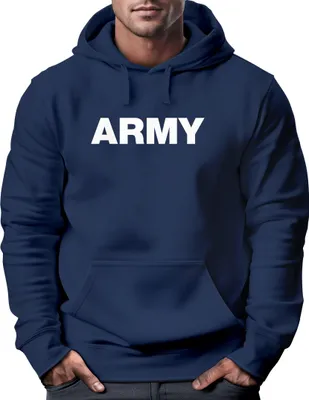Produktbild von Hoodie Herren Army Aufdruck Print Kapuzen-Pullover Männer Neverless® navy S