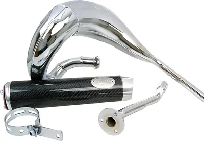 Immagine prodotto di Scarico TurboKit Bufanda RQ cromato con omologazione per Derbi Senda (00-), Aprilia RX/SX, Gilera RCR/SMT
