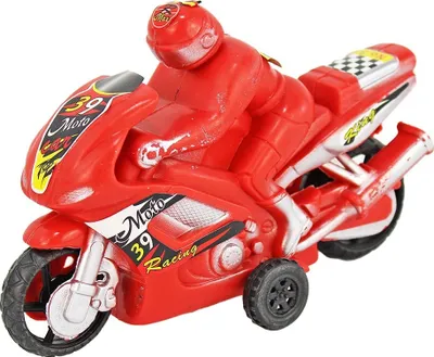 Produktbild von Rotes Spielzeugmotorrad mit Friktionsantrieb - ca. 16 cm