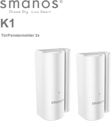 Produktbild von smanos DS-20, Kabellos, Weiß, 868 / 915 MHz, 80 m, Tür/Fenster, Kleber