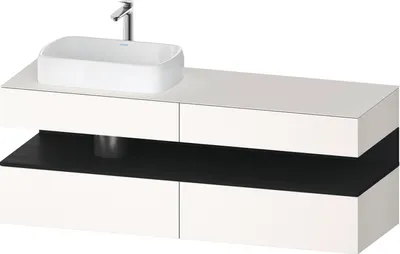 Produktbild von Duravit Qatego Konsolenwaschtischunterbau, 2 Auszüge, 2 Schubkästen, Ausschnitt links, 1600x550x600mm, Nische Eiche Schwarz, QA4777016840010