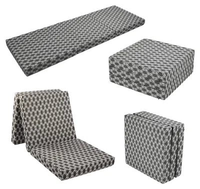Produktbild von Gästematratze Klappmatratze 190 x 65 x 8,5 cm Grau mit Wieß - faltbar