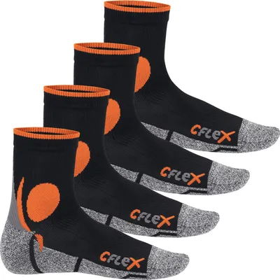 Produktbild von CFLEX Damen und Herren Running Funktions-Socken (4 Paar) Laufsocken - Schwarz-Orange 43-46