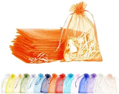 Produktbild von Organza-Säckchen 100 Stück - Orange, 9 x 12 cm