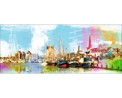 Produktbild von Glasbild Rostock Hafen GLA1715 125x50 cm