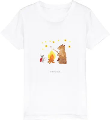 Produktbild von Mr. & Mrs. Panda Kleinkinder T-Shirt Bär & Marienkäfer Lagerfeuer 5-6 Jahre (110/116) - Weiß - Geschenk, Mädchen, Teenager, Kinder Baumwoll, Teddy, Kindershirt
