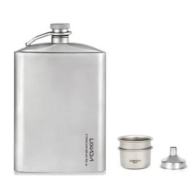 Obrázok produktu pre Lixada 260 ml nepretekajúca titánová fľaša na alkohol, whisky a víno so súpravou pohárov – ideálna na outdoor, kempovanie, turistiku, cestovanie a piknik