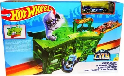 Produktbild von Hot Wheels Ghost Garage Spielset mit Spukhaus-Thema
