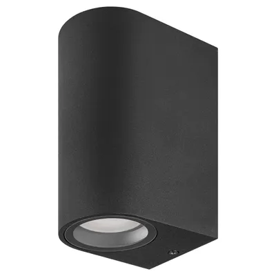 Produktbild von MasterLED Außenwandleuchte IP44 GU10 Up & Down Schwarz Halbrund Aluminium Wandlampe für Außen & Innen 2-flammig