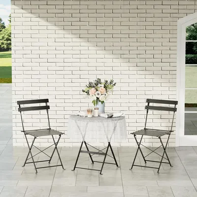 Produktbild von DEWINNER Bistroset 3-teilig, Gartenmöbel Set, Balkonmöbel, Bistrotisch mit 2 Stühlen, Balkonset mit wasserdichter Tischdecke, Klappbar, platzsparend