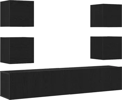 Produktbild von vidaXL TV-Schränk 6 pcs Schwarz 160 x 30 x 30 cm Holzwerkstoff
