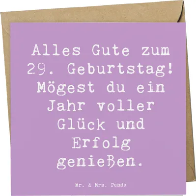 Produktbild von Mr. & Mrs. Panda Grußkarte Spruch 29. Geburtstag - Lavendeltraum - Geschenk, faltkarte, Geburtstagsgeschenk, Alter, Erinnerungen, doppelkarte, Glückwunschkarte, Vorfreude