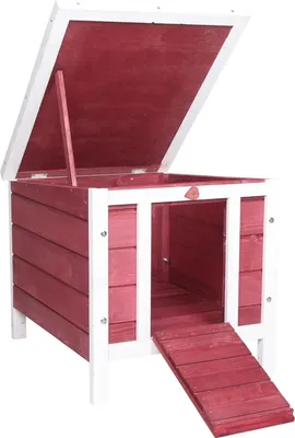 Image de Clapier d'extérieur en bois - Clapier pour petits animaux - Toit rabattable en bitume - 51 × 42 × 43 cm - Rouge