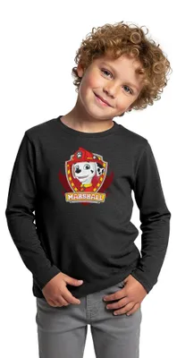 Produktbild von Spreadshirt Paw Patrol Marshall Feuerwehrhund Feuerwehr Kinder Premium Langarmshirt, 134/140 (8 Jahre), Anthrazit meliert