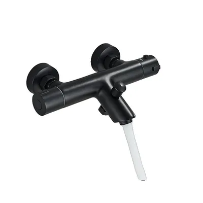 Immagine prodotto di Miscelatore termostatico per doccia, cartuccia in ceramica di lunga durata, comando monocomando comfort, nero opaco E