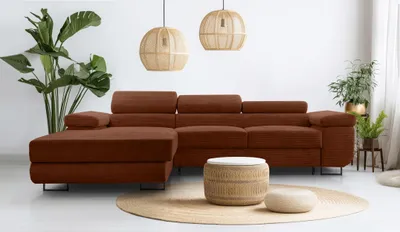 Produktbild von AX LIVING Cord Couch L Form – Arborio L Wohnlandschaft 280 cm in Ziegelrot