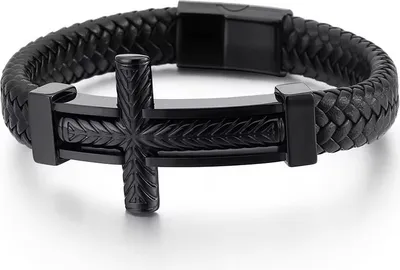 Produktbild von Big Cross Armband - Elegantes Herrenarmband in Schwarz KP32505