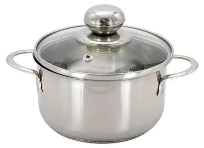 Fleischtopf mit Glasdeckel, 12 cm, Edelstahl, silber