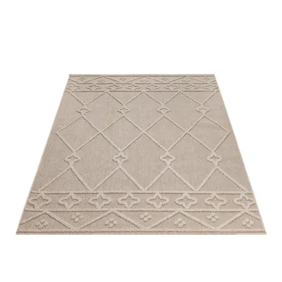 Produktbild von In & Outdoor Teppich Wetterfest Rauten Design für Küchen Balkon Terrasse Garten oder Wohnzimmer Teppich, Größe: 240 x 340 cm, Farbe: Beige-5