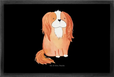 Produktbild von Mr. & Mrs. Panda fußmatte Hund Cavalier King Charles Spaniel 50 x 75 cm - Schwarz - Geschenk, Spruch, Sprüche, Schmutzfangmatte, bodenmatte, Schmutzmatte, Schlappohren