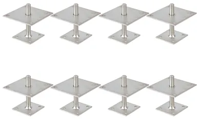 Zdjęcie produktu dla Alberts 8 x wsporniki słupków dwuteowych, z regulacją wysokości 30 - 150 mm, płyta 150 x 150 mm, ocynkowana, pasywowana grubowarstwowo, do przykręcenia