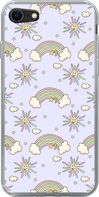 Produktbild von MuchoWow® Handyhülle Schutzhülle Hülle für Telefoonhoesje iPhone 7 Mädchen - Regenbogen - Sonne - Muster - Mädchen - Kinder - Kinder - Kind Silikon Softcase Handy Hülle - Kartenhalter