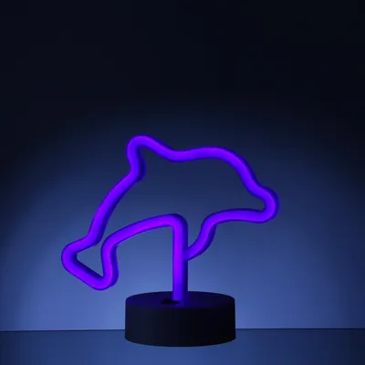 Produktbild von LED NEON Figur DELFIN - Neonlicht - H: 19cm - Batterie oder USB Betrieb - stehend - blau