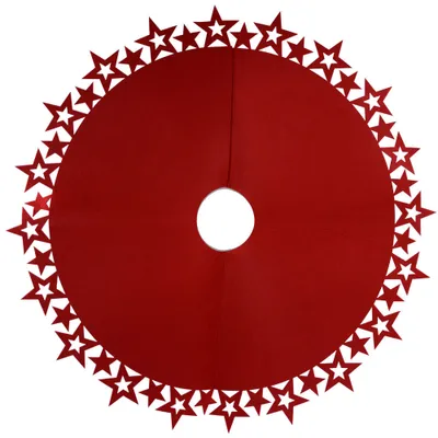 Produktbild von Riffelmacher Runde Christbaumdecke mit Sternenrand aus Filz 19673 | Rot Ø 100cm
