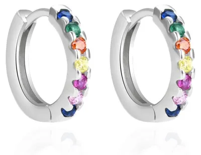 Immagine prodotto di Orecchini a cerchio in argento con zirconi colorati AGT-E192KC