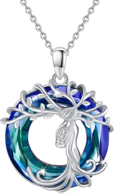 Produktbild von TRISHULA Mama Tochter Kette Sterling Silber Kristall Anhänger Halskette