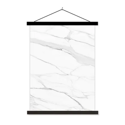 Produktbild von MuchoWow® Textilposter Marmor - Weiß - Linie - Muster - Luxus - Marmoroptik 40x53 cm mit schwarzem Rahmen - Abbildung
