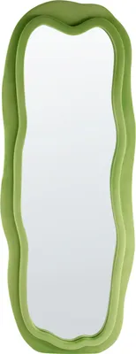 Produktbild von BELIANI Wandspiegel grün MDF Samtrahmen Glas 160 x 56 cm unregelmäßige Form, dekorativ zur Wandmontage moderner Stil